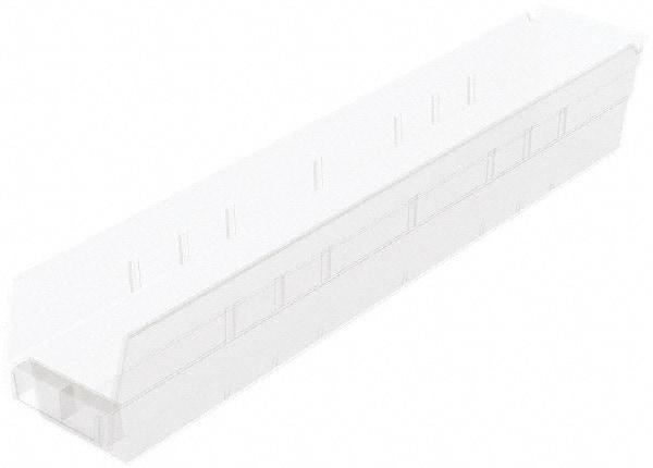 Akro-Mils - 199 Lb. Load Capacity, 23-5/8" Deep, Clear Hopper Shelf Bin - 4" High x 4-1/8" Wide x 23-5/8" Long - Americas Industrial Supply