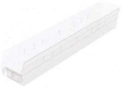 Akro-Mils - 199 Lb. Load Capacity, 23-5/8" Deep, Clear Hopper Shelf Bin - 4" High x 4-1/8" Wide x 23-5/8" Long - Americas Industrial Supply