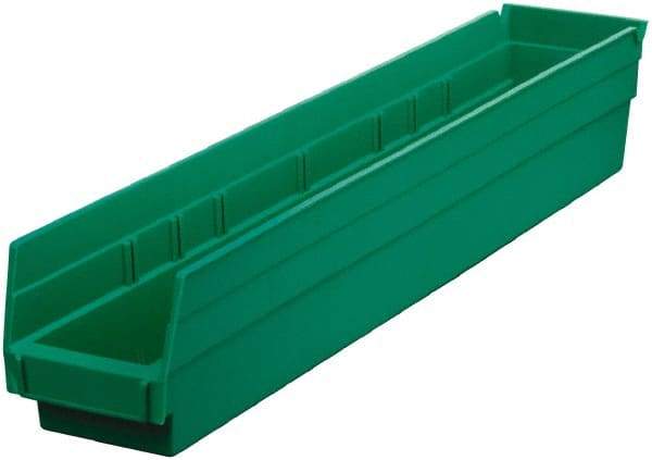 Akro-Mils - 199 Lb. Load Capacity, 23-5/8" Deep, Green Hopper Shelf Bin - 4" High x 4-1/8" Wide x 23-5/8" Long - Americas Industrial Supply