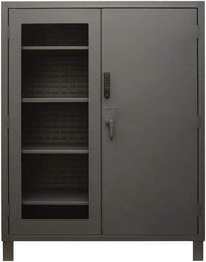 Durham - 4 Shelf Locking Storage Cabinet - Steel, 60" Wide x 24" Deep x 78" High, Gray - Americas Industrial Supply