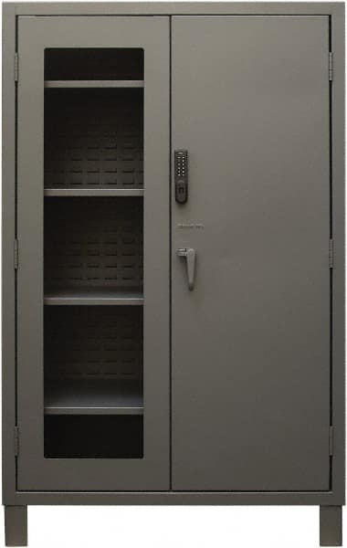 Durham - 4 Shelf Locking Storage Cabinet - Steel, 48" Wide x 24" Deep x 78" High, Gray - Americas Industrial Supply