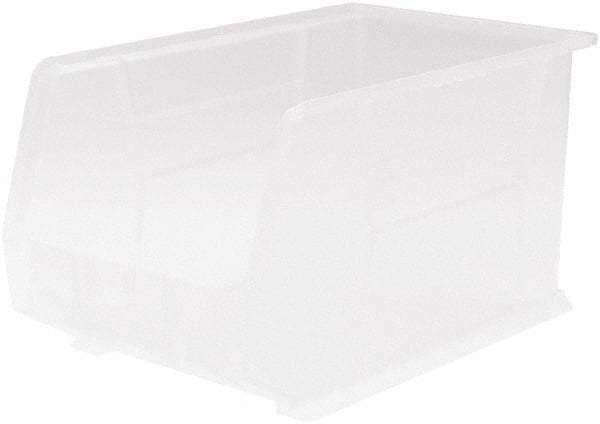 Akro-Mils - 60 Lb. Load Capacity, 18" Deep, Clear Polymer Hopper Stacking Bin - 10" High x 11" Wide x 18" Long - Americas Industrial Supply
