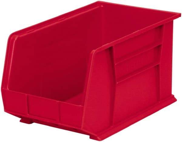 Akro-Mils - 60 Lb. Load Capacity, 18" Deep, Red Polymer Hopper Stacking Bin - 10" High x 11" Wide x 18" Long - Americas Industrial Supply