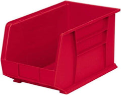 Akro-Mils - 60 Lb. Load Capacity, 18" Deep, Red Polymer Hopper Stacking Bin - 10" High x 11" Wide x 18" Long - Americas Industrial Supply