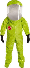Dupont - Size XL, High Visibility Lime, Chemical, Disposable Encapsulated Suit - Attached Hood, Elastic Ankle, Elastic Wrist - Americas Industrial Supply
