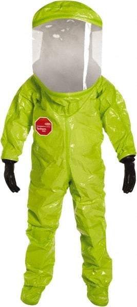 Dupont - Size 2XL, High Visibility Lime, Chemical, Disposable Encapsulated Suit - Attached Hood, Elastic Ankle, Elastic Wrist - Americas Industrial Supply