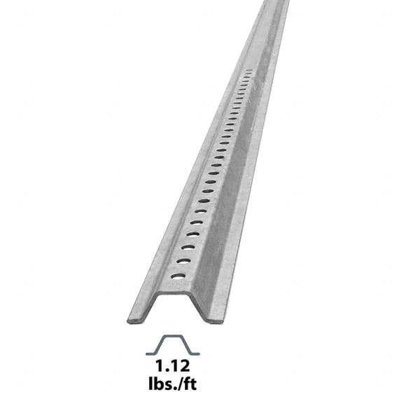 Nucor - 8' High, Galvanized Traffic Sign Post - Steel, 3/8" Hole Diam, Silver - Americas Industrial Supply