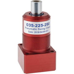 De-Sta-Co - 27 Lb Clamping Force, Left Hand Swing, 26.67mm Total Stroke, Double-Acting Pneumatic Swing Clamp - 10-32 Port, 66.55mm Body Length x 24.89mm Body Width, 0.55 Cu In, 100 Max psi - Americas Industrial Supply