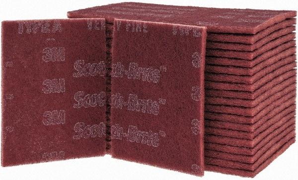 3M - Very Fine Grade, Aluminum Oxide Hand Pad - Maroon, 6" Wide x 9" Long, Nonwoven - Americas Industrial Supply