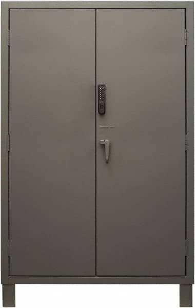 Durham - 4 Shelf Locking Storage Cabinet - Steel, 48" Wide x 24" Deep x 78" High, Gray - Americas Industrial Supply