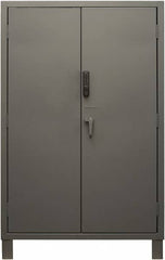 Durham - 4 Shelf Locking Storage Cabinet - Steel, 48" Wide x 24" Deep x 78" High, Gray - Americas Industrial Supply