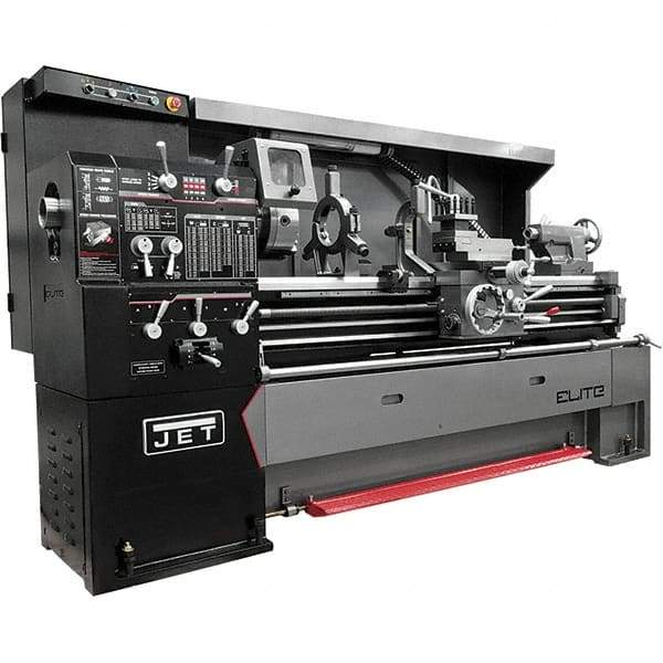 Jet - 17" Swing, 40" Between Centers, 230/460 Volt, Triple Phase Engine Lathe - 5MT Taper, 7-1/2 hp, 36 to 1,800 RPM, 3-1/8" Bore Diam, 44" Deep x 68" High x 94" Long - Americas Industrial Supply