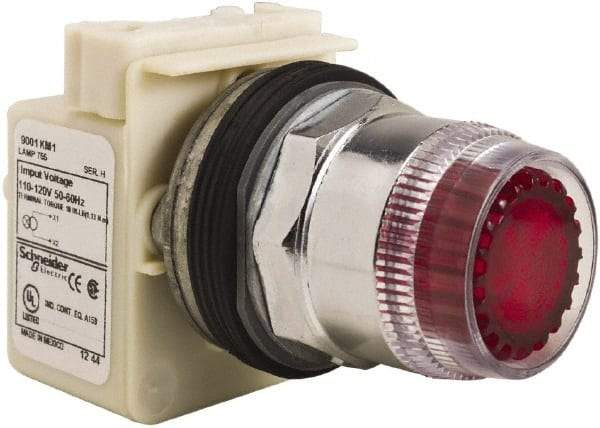 Schneider Electric - 30mm Mount Hole, Extended Straight, Pushbutton Switch Only - Round, Red Pushbutton, Momentary (MO), Weatherproof, Dust and Oil Resistant - Americas Industrial Supply