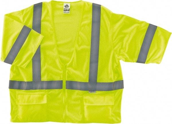 Ergodyne - Size 4X/5XL High Visibility Lime Mesh General Purpose Vest - 58 to 64" Chest, ANSI/ISEA 107, Zipper Closure, 3 Pockets, Polyester - Americas Industrial Supply