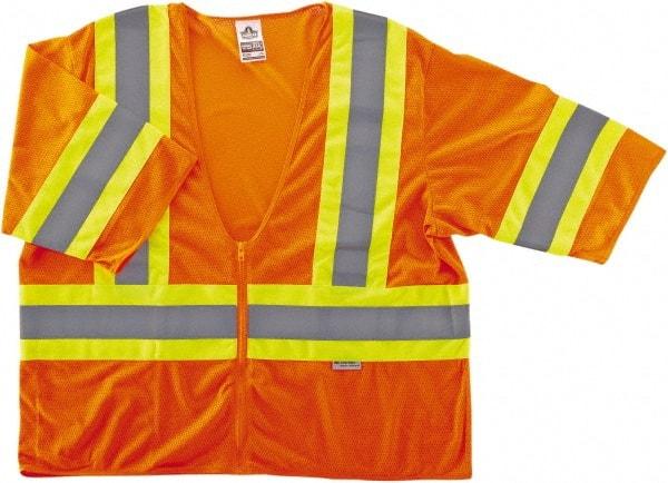 Ergodyne - Size L/XL High Visibility Orange Mesh General Purpose Vest - 44 to 52" Chest, ANSI/ISEA 107, Zipper Closure, 1 Pocket, Polyester - Americas Industrial Supply