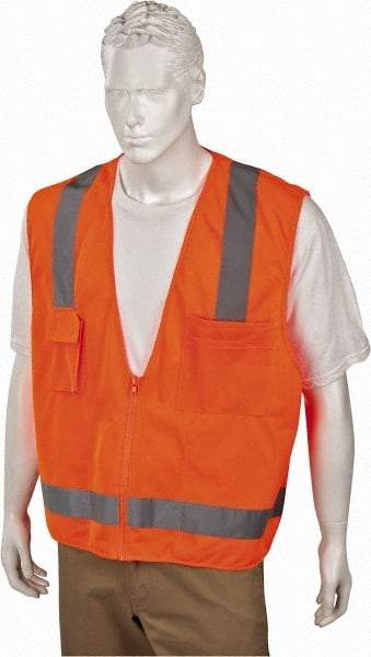 Ergodyne - Size L/XL High Visibility Orange Mesh/Solid Surveyor's Vest - 44 to 52" Chest, ANSI/ISEA 107, Zipper Closure, 4 Pockets, Polyester - Americas Industrial Supply