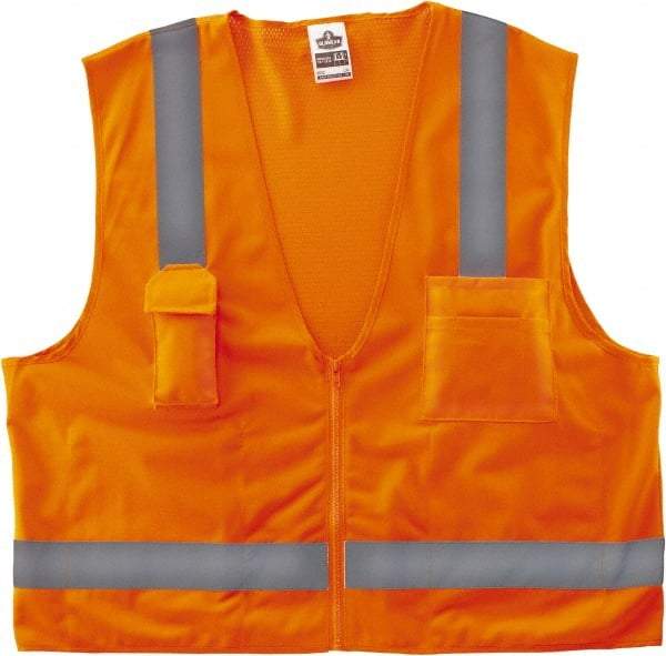 Ergodyne - Size 2X/3XL High Visibility Orange Mesh/Solid Surveyor's Vest - 52 to 58" Chest, ANSI/ISEA 107, Zipper Closure, 4 Pockets, Polyester - Americas Industrial Supply