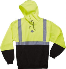 Ergodyne - Size 5XL Cold Weather & High Visibility Sweatshirt - Lime, Polyester, Pullover Closure - Americas Industrial Supply