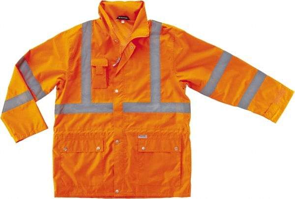Ergodyne - Size 5XL Cold Weather & High Visibility Jacket - Orange, Polyester, Zipper, Snaps Closure - Americas Industrial Supply
