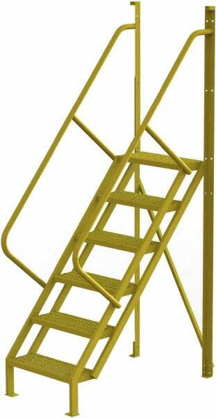 TRI-ARC - 102" 6 Step Configurable Crossover Ladder - 50° Incline, 1,000 Lb Capacity, 60" Platform Height, 30" Base Width x 52-1/2" Base Depth, Perforated Tread - Americas Industrial Supply