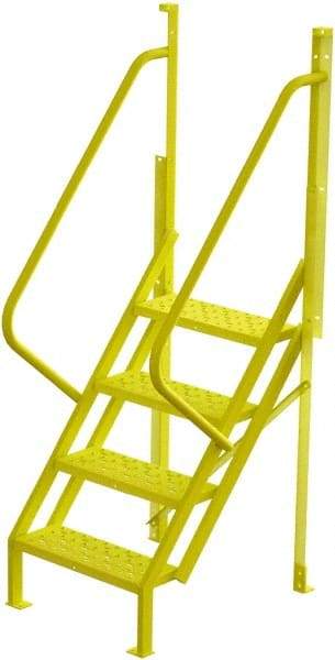 TRI-ARC - 82" 4 Step Configurable Crossover Ladder - 50° Incline, 1,000 Lb Capacity, 40" Platform Height, 30" Base Width x 35-1/2" Base Depth, Perforated Tread - Americas Industrial Supply