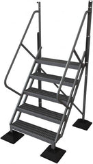 TRI-ARC - 92" 5 Step Configurable Rooftop Ladder - 50° Incline, 500 Lb Capacity, 50" Platform Height, 52-3/4" Base Width x 50" Base Depth, Serrated - Americas Industrial Supply