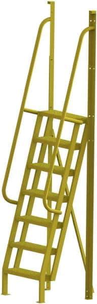 TRI-ARC - 112" 7 Step Configurable Crossover Ladder - 75° Incline, 1,000 Lb Capacity, 70" Platform Height, 30" Base Width x 28" Base Depth, Serrated - Americas Industrial Supply