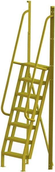 TRI-ARC - 112" 7 Step Configurable Crossover Ladder - 75° Incline, 1,000 Lb Capacity, 70" Platform Height, 30" Base Width x 28" Base Depth, Perforated Tread - Americas Industrial Supply