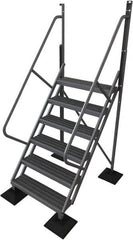 TRI-ARC - 102" 6 Step Configurable Rooftop Ladder - 50° Incline, 500 Lb Capacity, 60" Platform Height, 52-3/4" Base Width x 60" Base Depth, Serrated - Americas Industrial Supply