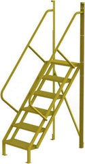 TRI-ARC - 102" 6 Step Configurable Crossover Ladder - 50° Incline, 1,000 Lb Capacity, 60" Platform Height, 30" Base Width x 52-1/2" Base Depth, Serrated - Americas Industrial Supply