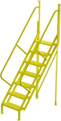 TRI-ARC - 112" 7 Step Configurable Crossover Ladder - 50° Incline, 1,000 Lb Capacity, 70" Platform Height, 30" Base Width x 61" Base Depth, Perforated Tread - Americas Industrial Supply