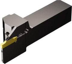 Sandvik Coromant - QS-R/LF123..C..E, Internal or External, Left Hand, 20mm Max Depth of Cut, Indexable Grooving Tool Holder - N123F2-0250-0002-CM Insert Compatibility, 25mm Shank Height, 25mm Shank Width, 121.1mm OAL, Through Coolant - Americas Industrial Supply