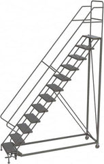 TRI-ARC - 156" 12 Step Configurable Rolling Ladder - 56° Incline, 450 Lb Capacity, 120" Platform Height, 35" Base Width x 90" Base Depth, Perforated Tread - Americas Industrial Supply