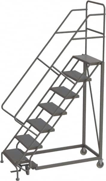 TRI-ARC - 106" 7 Step Configurable Rolling Ladder - 50° Incline, 450 Lb Capacity, 70" Platform Height, 35" Base Width x 56" Base Depth, Perforated Tread - Americas Industrial Supply