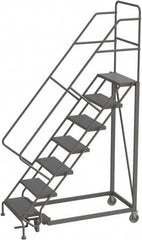 TRI-ARC - 106" 7 Step Configurable Rolling Ladder - 56° Incline, 450 Lb Capacity, 70" Platform Height, 35" Base Width x 56" Base Depth, Perforated Tread - Americas Industrial Supply