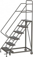 TRI-ARC - 96" 6 Step Configurable Rolling Ladder - 50° Incline, 450 Lb Capacity, 60" Platform Height, 35" Base Width x 50" Base Depth, Perforated Tread - Americas Industrial Supply