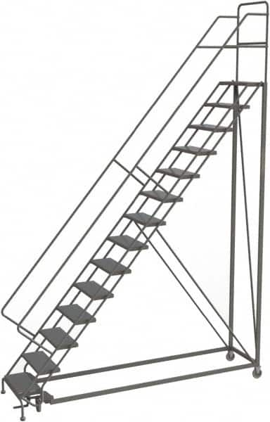 TRI-ARC - 176" 14 Step Configurable Rolling Ladder - 50° Incline, 450 Lb Capacity, 140" Platform Height, 39" Base Width x 104" Base Depth, Perforated Tread - Americas Industrial Supply