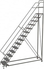 TRI-ARC - 176" 14 Step Configurable Rolling Ladder - 50° Incline, 450 Lb Capacity, 140" Platform Height, 39" Base Width x 104" Base Depth, Perforated Tread - Americas Industrial Supply