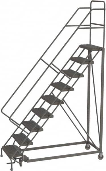 TRI-ARC - 126" 9 Step Configurable Rolling Ladder - 50° Incline, 450 Lb Capacity, 90" Platform Height, 35" Base Width x 71" Base Depth, Serrated - Americas Industrial Supply