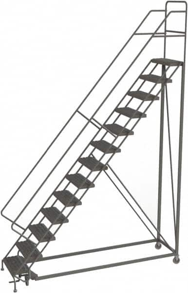 TRI-ARC - 166" 13 Step Configurable Rolling Ladder - 56° Incline, 450 Lb Capacity, 130" Platform Height, 39" Base Width x 97" Base Depth, Serrated - Americas Industrial Supply