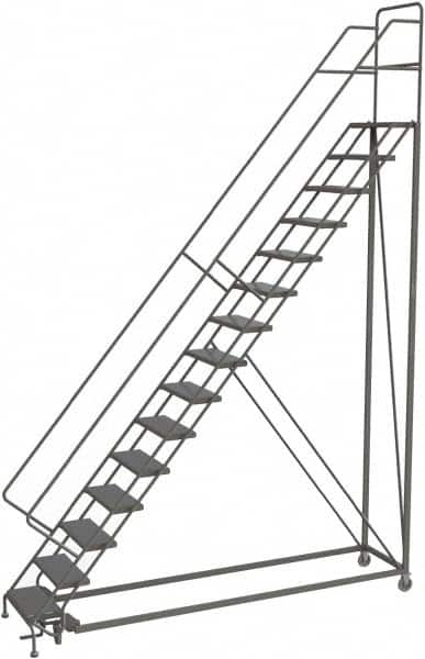 TRI-ARC - 186" 15 Step Configurable Rolling Ladder - 50° Incline, 450 Lb Capacity, 150" Platform Height, 39" Base Width x 111" Base Depth, Perforated Tread - Americas Industrial Supply