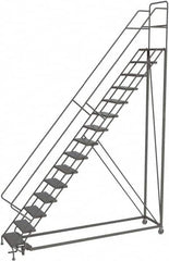 TRI-ARC - 186" 15 Step Configurable Rolling Ladder - 56° Incline, 450 Lb Capacity, 150" Platform Height, 39" Base Width x 111" Base Depth, Perforated Tread - Americas Industrial Supply