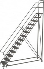 TRI-ARC - 176" 14 Step Configurable Rolling Ladder - 56° Incline, 450 Lb Capacity, 140" Platform Height, 39" Base Width x 104" Base Depth, Serrated - Americas Industrial Supply