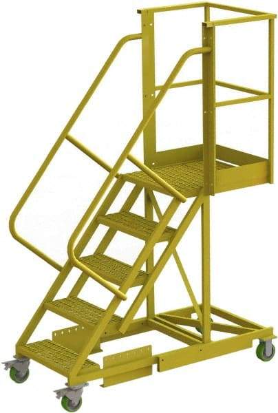 TRI-ARC - 92" 5 Step Configurable Cantilever Ladder - Supported, 300 Lb Capacity, 50" Platform Height, 30" Base Width x 64" Base Depth, Perforated Tread - Americas Industrial Supply