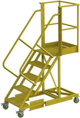 TRI-ARC - 92" 5 Step Configurable Cantilever Ladder - Supported, 300 Lb Capacity, 50" Platform Height, 30" Base Width x 64" Base Depth, Perforated Tread - Americas Industrial Supply