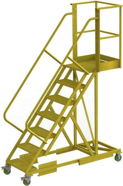 TRI-ARC - 112" 7 Step Configurable Cantilever Ladder - Supported, 300 Lb Capacity, 70" Platform Height, 30" Base Width x 81" Base Depth, Perforated Tread - Americas Industrial Supply