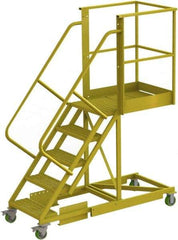 TRI-ARC - 92" 5 Step Configurable Cantilever Ladder - Supported, 300 Lb Capacity, 50" Platform Height, 30" Base Width x 74" Base Depth, Perforated Tread - Americas Industrial Supply