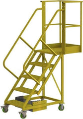 TRI-ARC - 92" 5 Step Configurable Cantilever Ladder - Unsupported, 300 Lb Capacity, 50" Platform Height, 30" Base Width x 64" Base Depth, Perforated Tread - Americas Industrial Supply