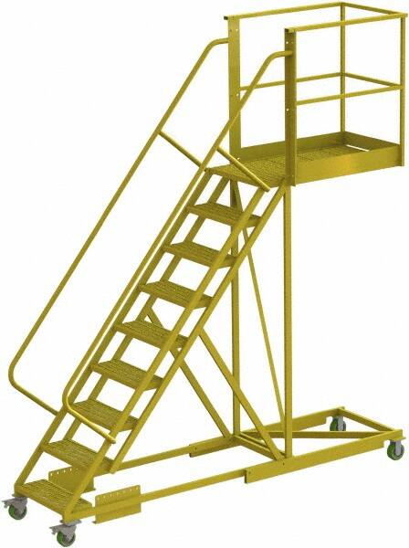 TRI-ARC - 132" 9 Step Configurable Cantilever Ladder - Supported, 300 Lb Capacity, 90" Platform Height, 30" Base Width x 117" Base Depth, Serrated - Americas Industrial Supply