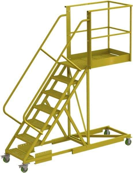 TRI-ARC - 112" 7 Step Configurable Cantilever Ladder - Supported, 300 Lb Capacity, 70" Platform Height, 30" Base Width x 101" Base Depth, Serrated - Americas Industrial Supply